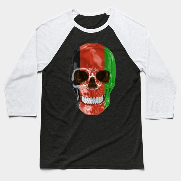 Afghanistan Flag Skull - Gift for Afghanistani With Roots From Afghanistan Baseball T-Shirt by Country Flags